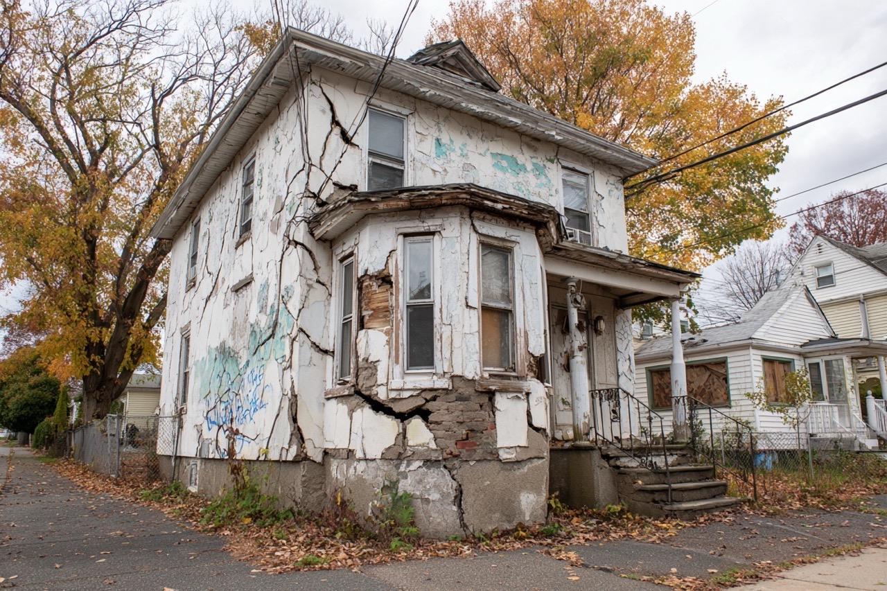 Building code violation property in New Jersey with deteriorating structure